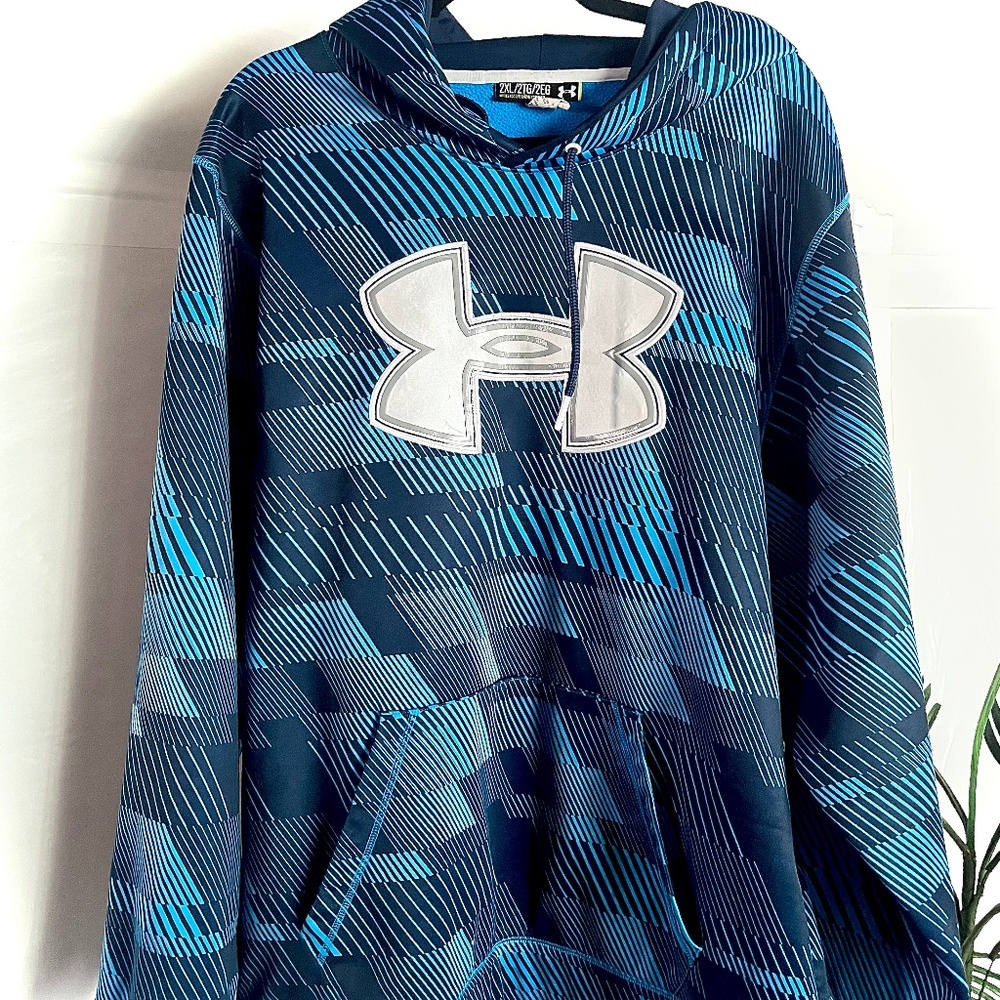 Under Armour Men’s Blue Patterned Pull Over Hoodie 2XL
